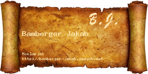 Bamberger Jakab névjegykártya